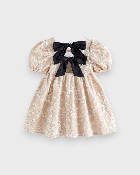Baby Girl Triple Bow Back Jacquard Dress