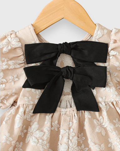 Baby Girl Triple Bow Back Jacquard Dress