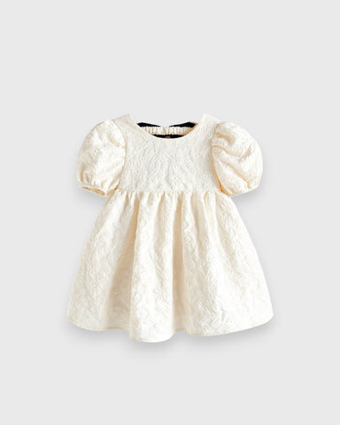 Baby Girl Triple Bow Back Jacquard Dress