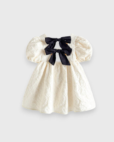 Baby Girl Triple Bow Back Jacquard Dress