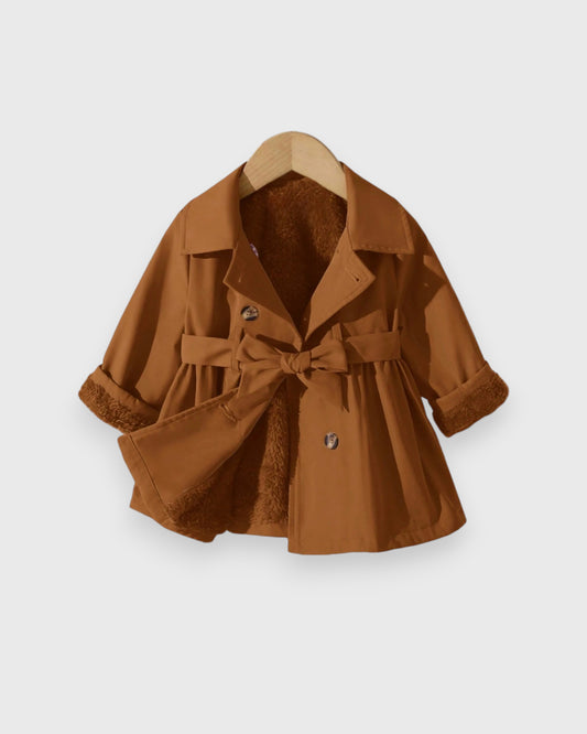 Baby Girl Fleece Lined Belted Trench Coat