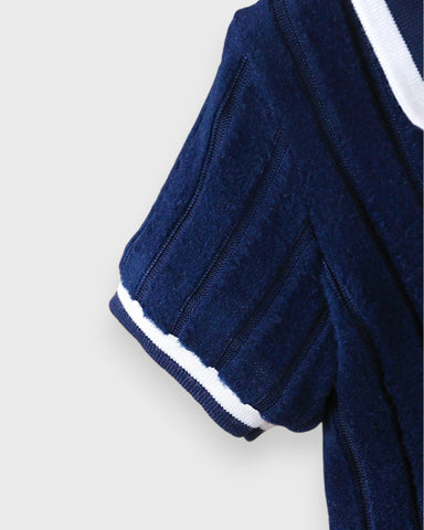 Baby Boy Contrast Stripe Knit Polo & Shorts Set