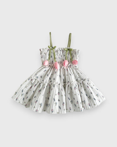 Baby Girl Tulip Tassel Ruch Cami Dress