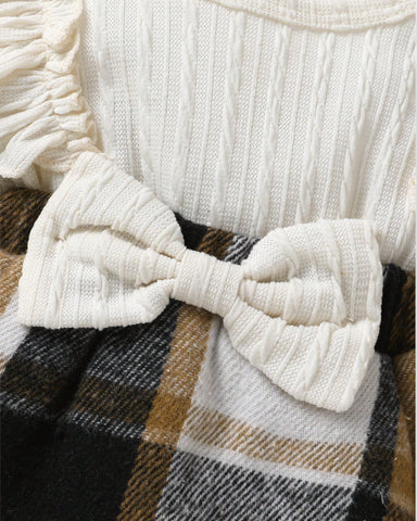 3 Pc Infant Baby Girl Plaid Dress w/ Socks & Beret