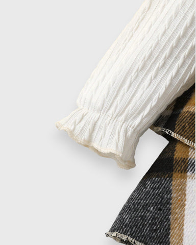 3 Pc Infant Baby Girl Plaid Dress w/ Socks & Beret