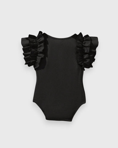 Baby Girl Ruffle Shoulder Ribbed Bodysuit