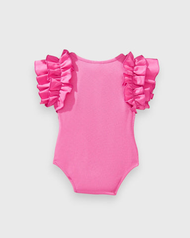Baby Girl Ruffle Shoulder Ribbed Bodysuit