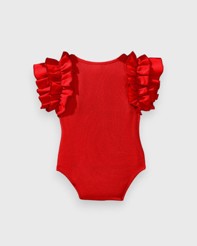 Baby Girl Ruffle Shoulder Ribbed Bodysuit