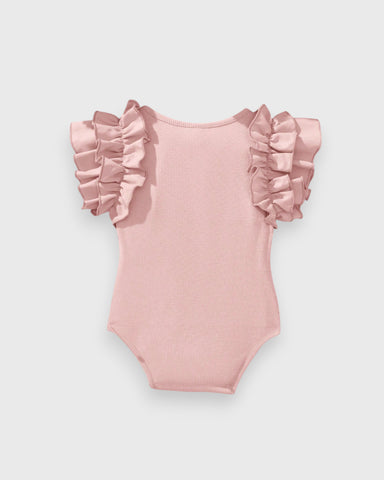Baby Girl Ruffle Shoulder Ribbed Bodysuit