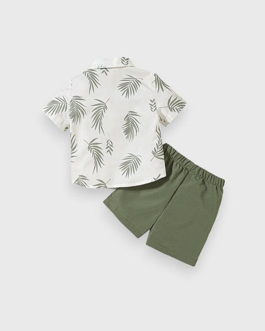 2 pc Baby Boy Palm Leaf Shirt & Shorts Set