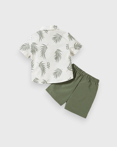 2 pc Baby Boy Palm Leaf Shirt & Shorts Set