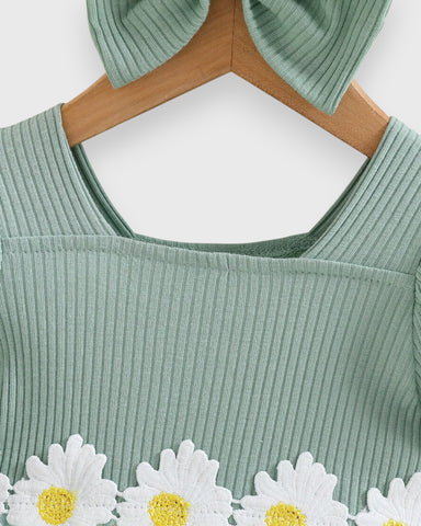 2 Pc Baby Girl Daisy Tulle Dress & Headband