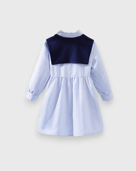 Girls Stripe Polo Dress w/ Shawl Scarf Tie