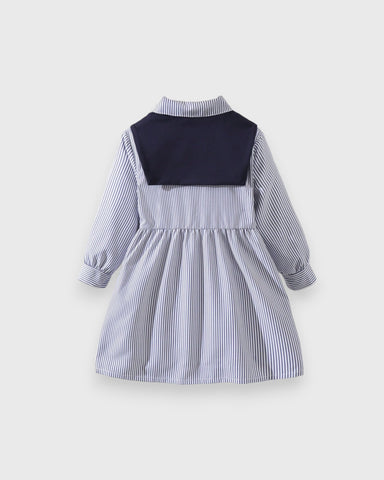Girls Stripe Polo Dress w/ Shawl Scarf Tie