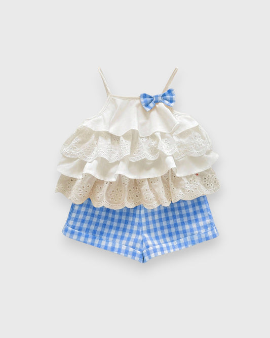 2 Pc Baby Girl Ruffle Camisole w/ Plaid Shorts