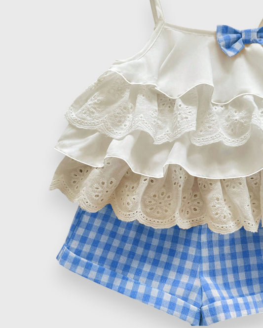 2 Pc Baby Girl Ruffle Camisole w/ Plaid Shorts