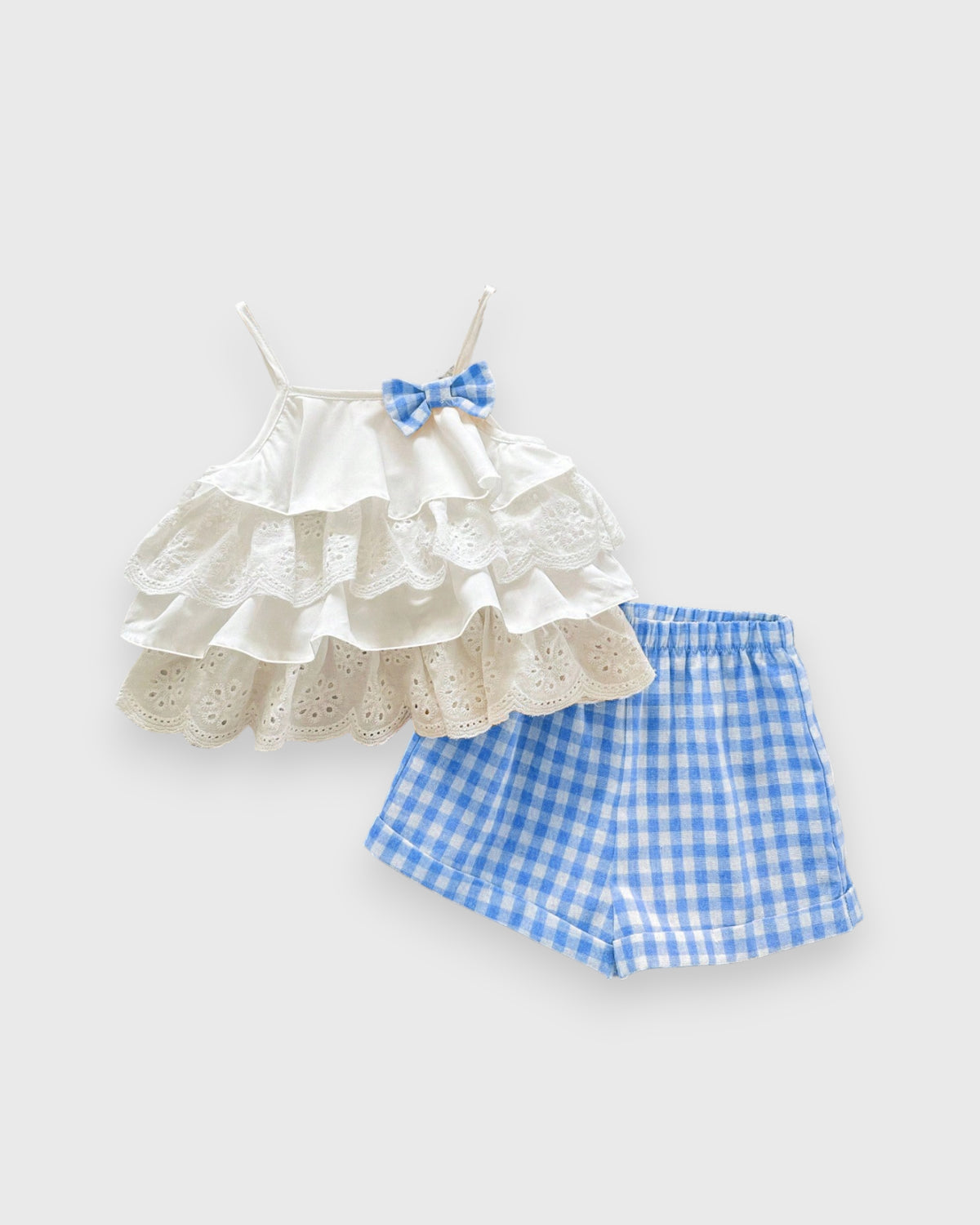 2 Pc Baby Girl Ruffle Camisole w/ Plaid Shorts
