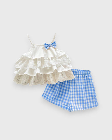 2 Pc Baby Girl Ruffle Camisole w/ Plaid Shorts