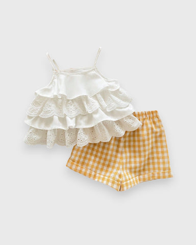 2 Pc Baby Girl Ruffle Camisole w/ Plaid Shorts