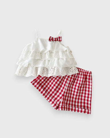2 Pc Baby Girl Ruffle Camisole w/ Plaid Shorts