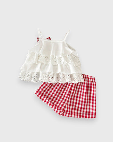2 Pc Baby Girl Ruffle Camisole w/ Plaid Shorts