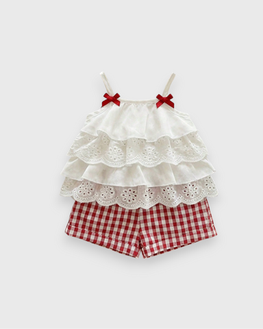 2 Pc Baby Girl Ruffle Camisole w/ Plaid Shorts