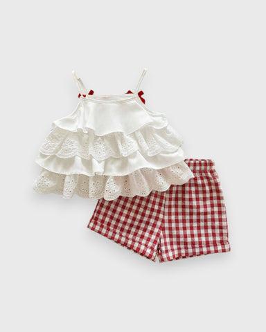 2 Pc Baby Girl Ruffle Camisole w/ Plaid Shorts