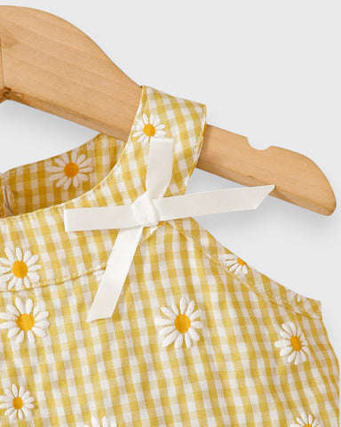 3 Pc Baby Girl Sunflower Gingham Set