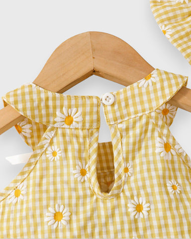 3 Pc Baby Girl Sunflower Gingham Set