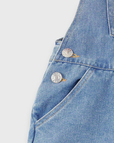 Toddler Girls Flower Embroidery Denim Overall