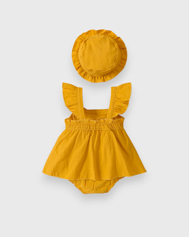 2 Pc Baby Girl Bow Bodysuit Dress w/Hat