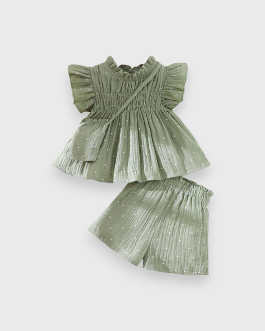 3 Pc Baby Girl Polka Dot Cotton Set