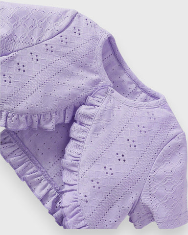 2 Pc Girls Pointelle Cardigan & Floral Dress Set