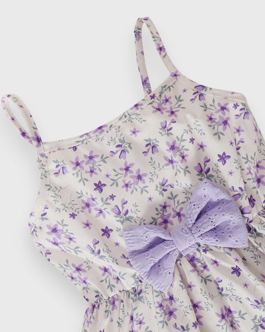 2 Pc Girls Pointelle Cardigan & Floral Dress Set