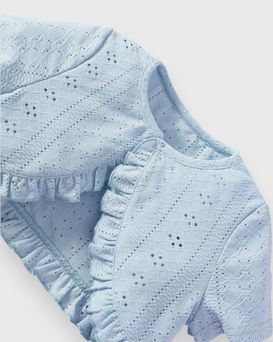 2 Pc Girls Pointelle Cardigan & Floral Dress Set