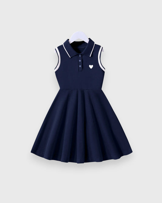 Girls Heart Sleeveless Polo Knit Dress