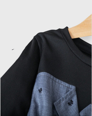 Girls Long Sleeve Bow Print A-line Dress