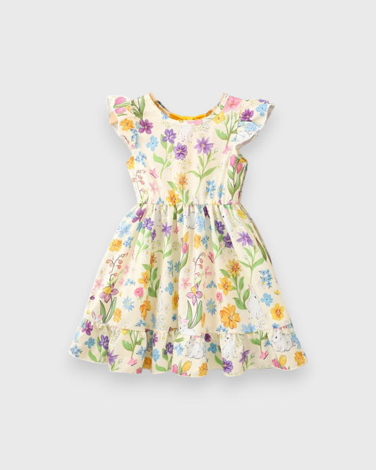 Girls Bow Back Printed Sun Dress
