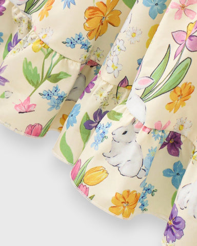 Girls Bow Back Printed Sun Dress