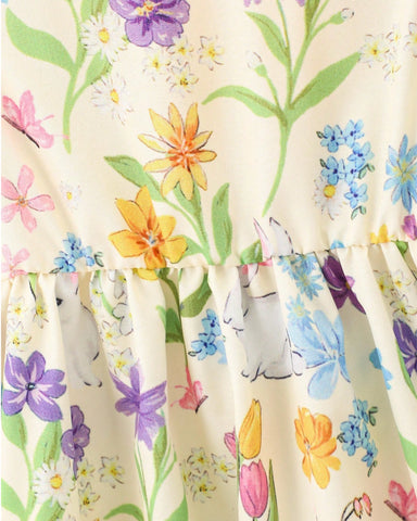 Girls Bow Back Printed Sun Dress