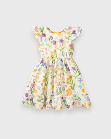 Girls Bow Back Printed Sun Dress