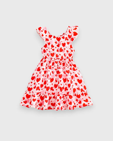 Girls Bow Back Printed Sun Dress