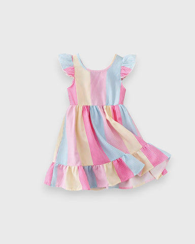Girls Bow Back Printed Sun Dress
