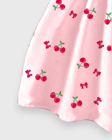 Girls Cherry Print Halter Dress
