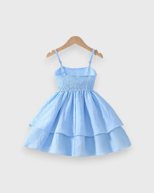 Girls Pleated Bodice Double Layer Sun Dress