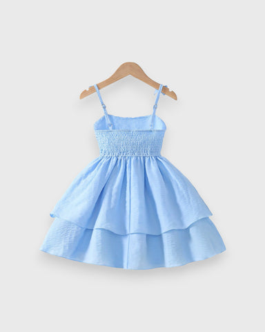 Girls Pleated Bodice Double Layer Sun Dress