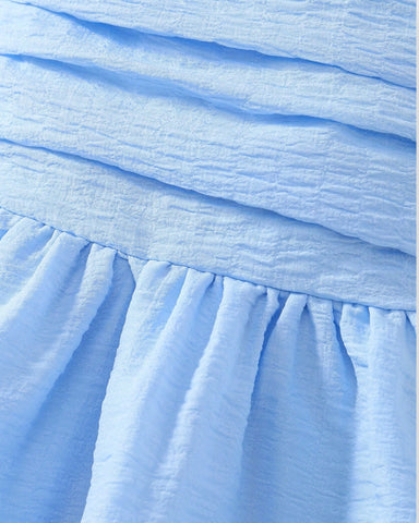 Girls Pleated Bodice Double Layer Sun Dress