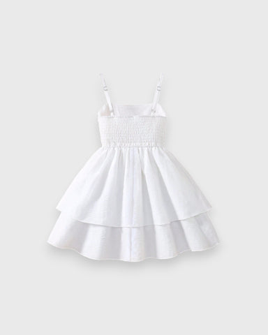Girls Pleated Bodice Double Layer Sun Dress