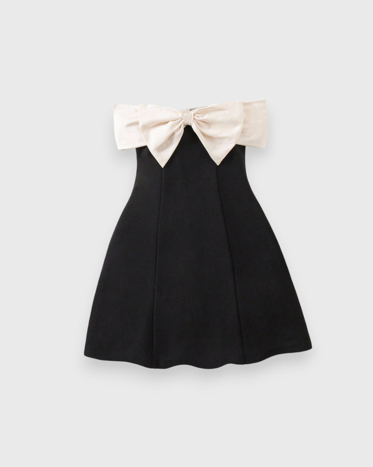 Girls Strapless Contrast Bow A-line Dress