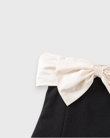 Girls Strapless Contrast Bow A-line Dress